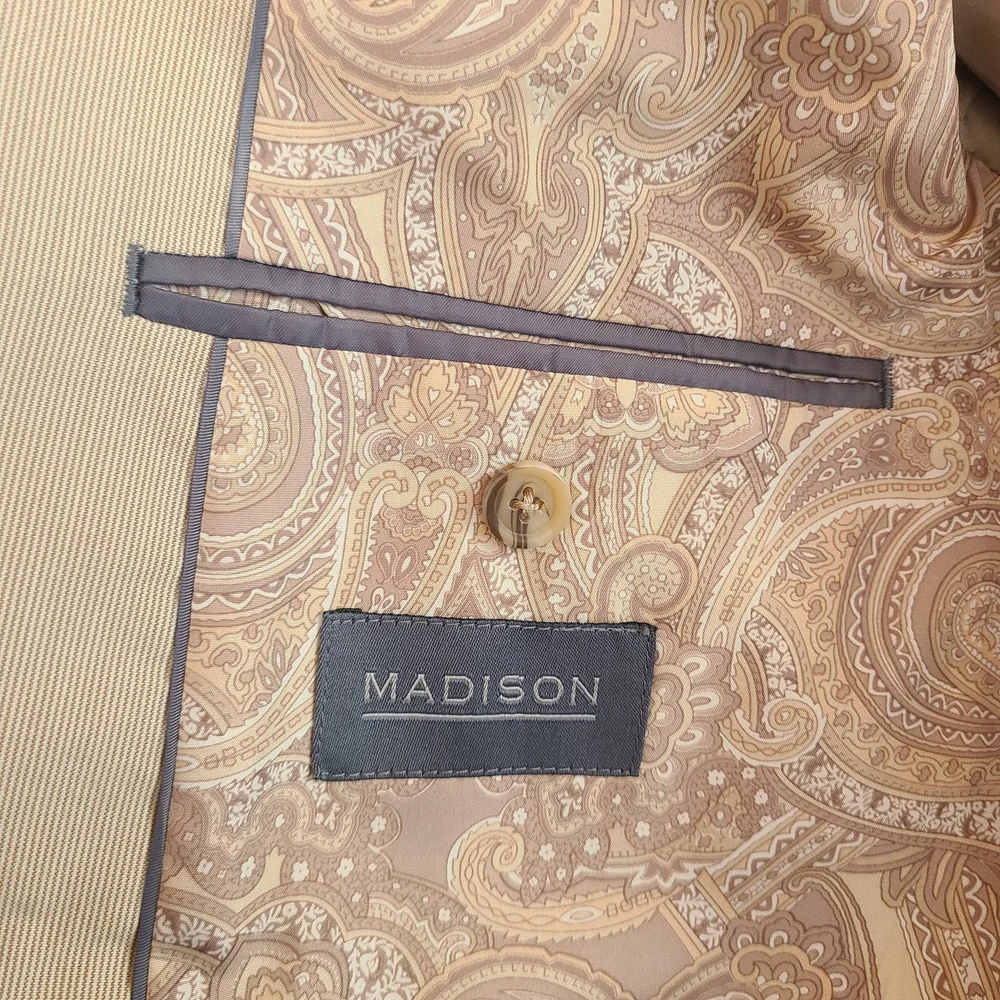 ​Madison Men’s Tan Cotton Corduroy Sport Coat Blazer 44R Paisley Lining